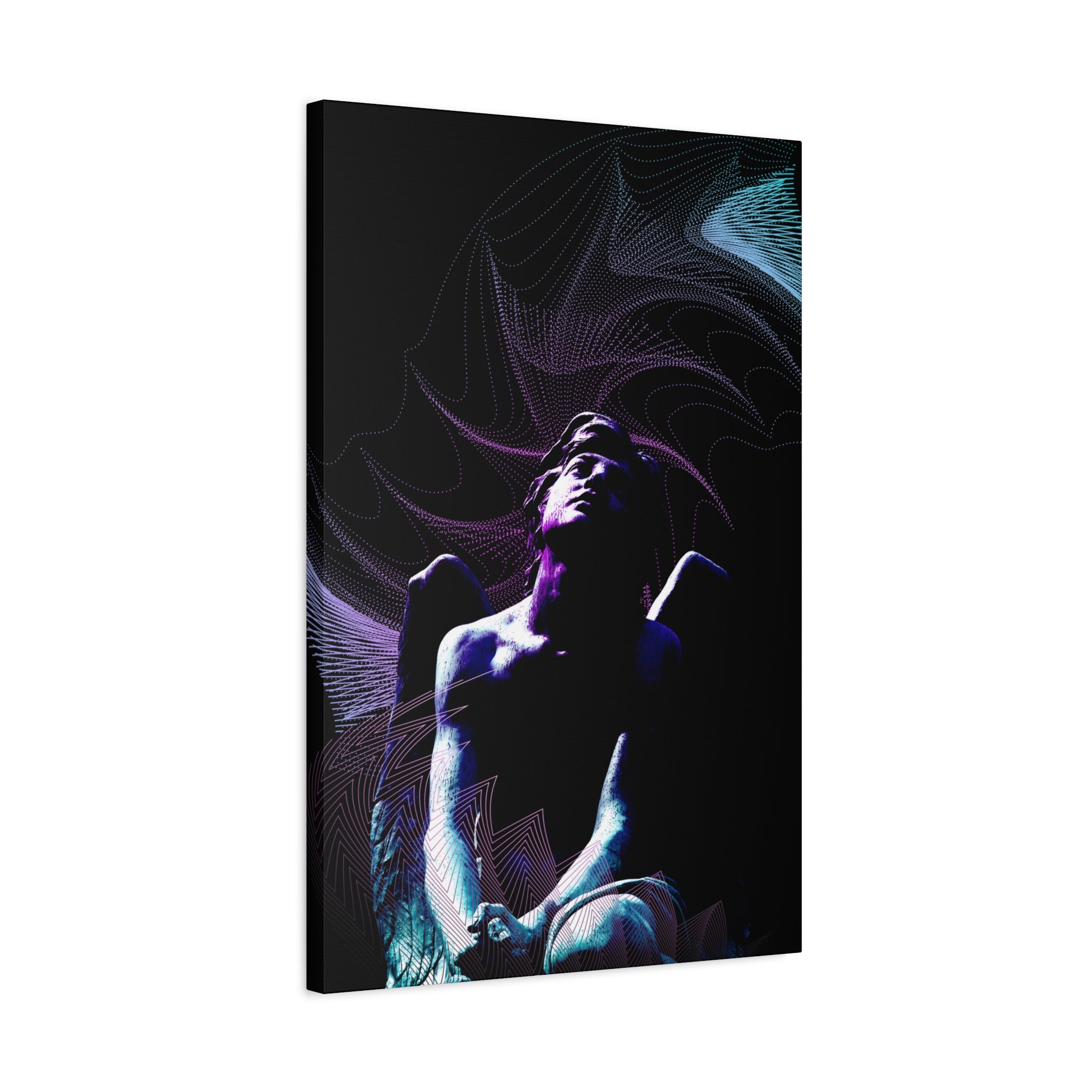 Skybound Canvas Wall Art - Surreal Angel Figure in the Clouds