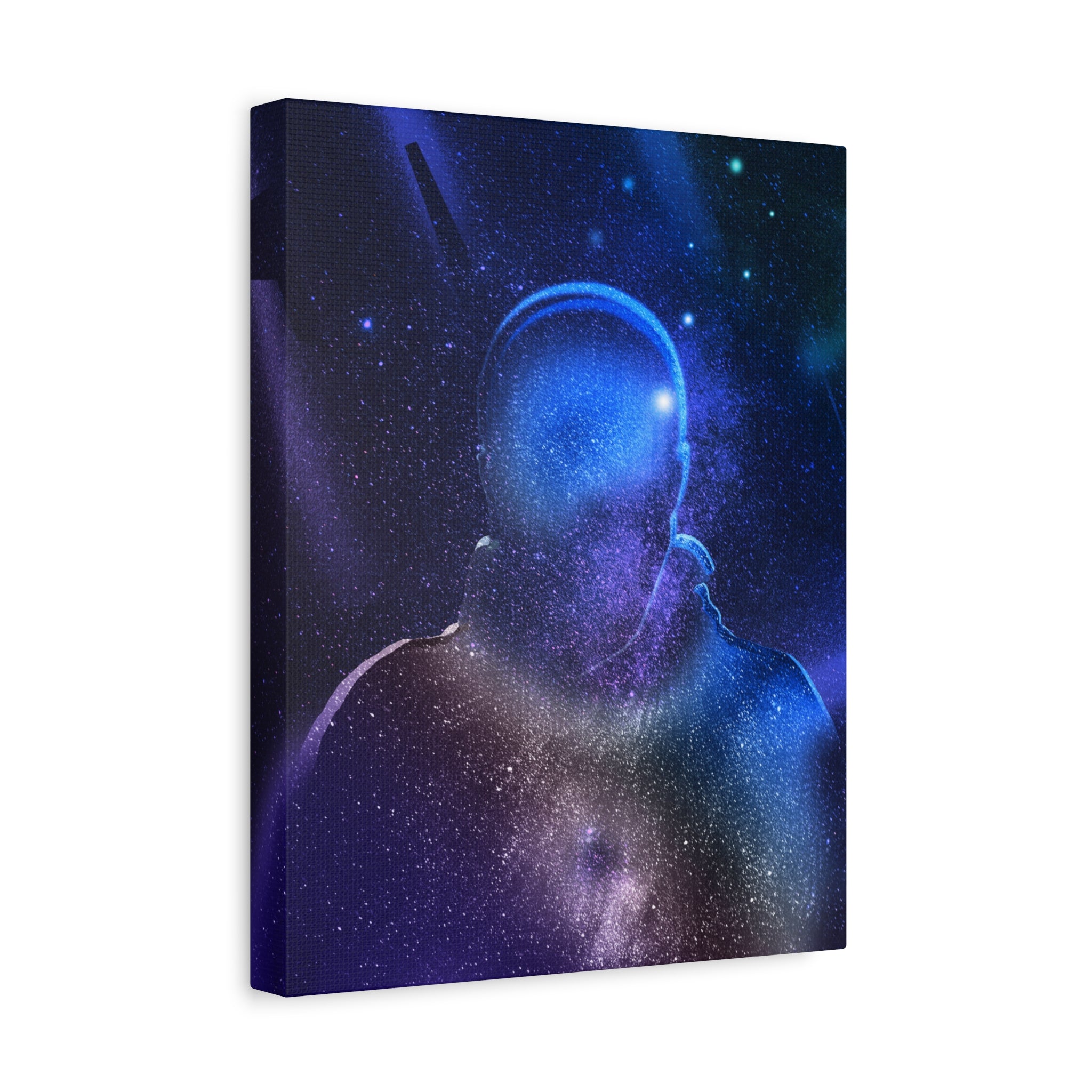 Figure in Space Canvas Wall Art - Cosmic Silhouette Decor