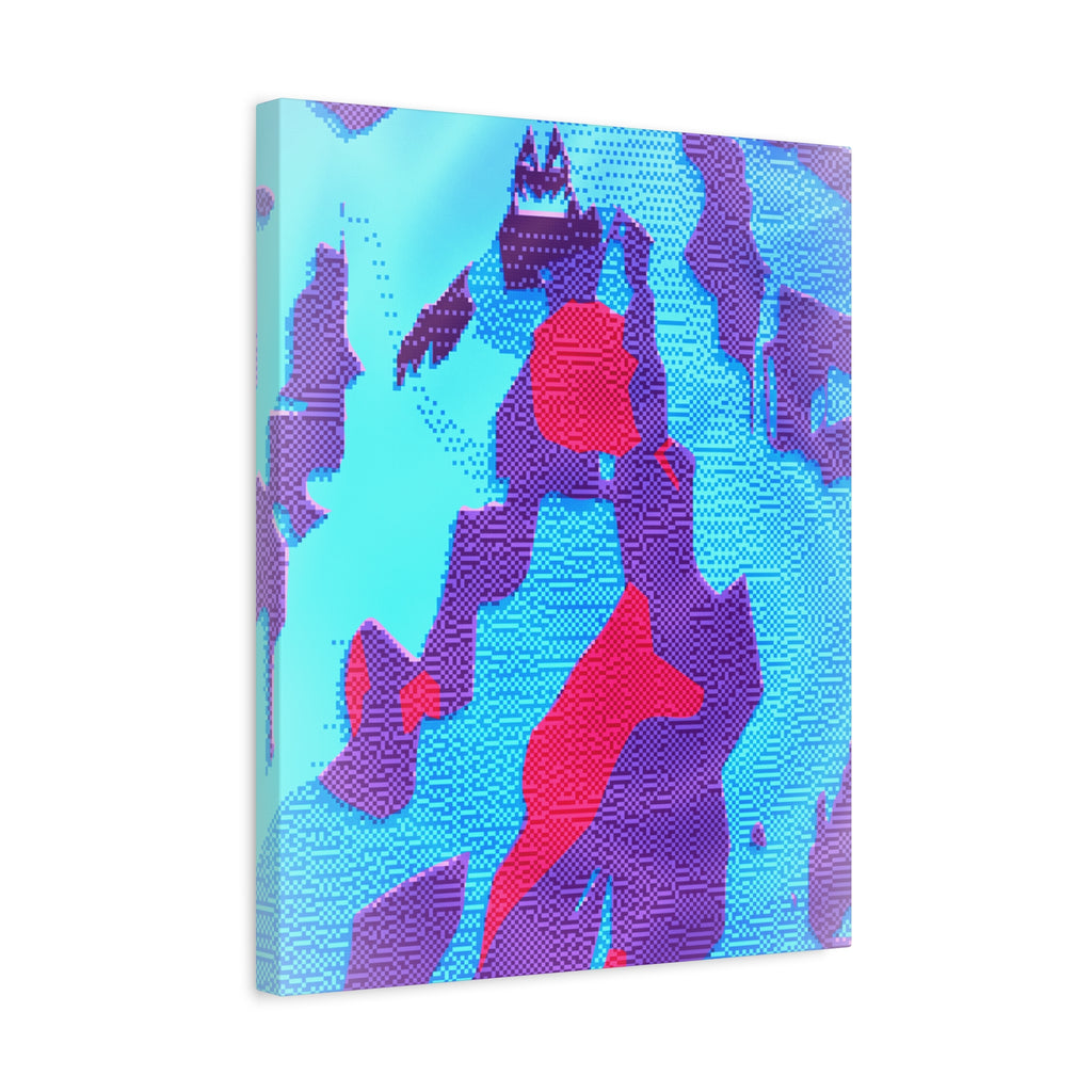 Retro Ice Cave Canvas Wall Art - Cool-Toned Glitch Winter Decor