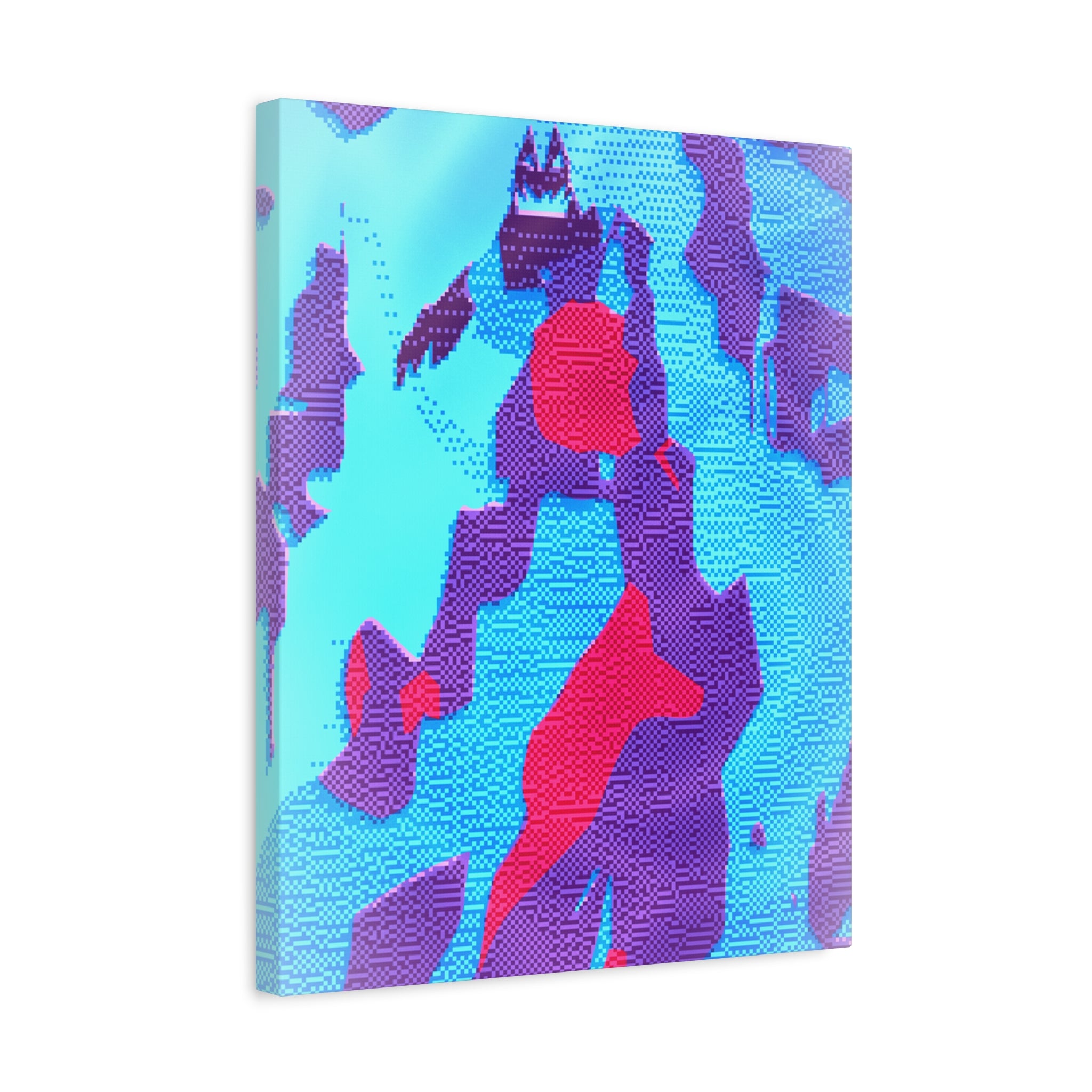 Retro Ice Cave Canvas Wall Art - Cool-Toned Glitch Winter Decor