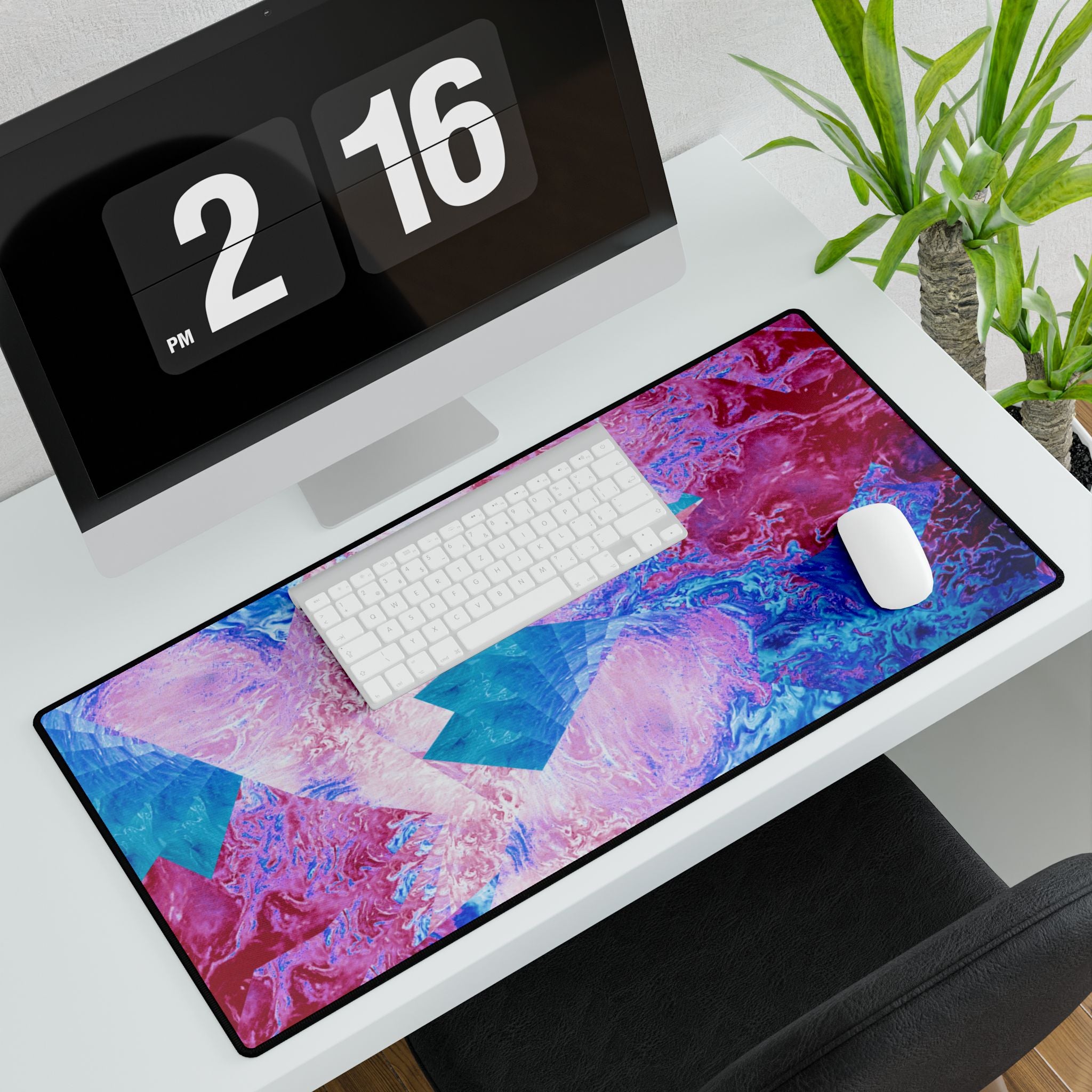 Trippy Pink and Blue Fractal Psychedelic Flow Mousepad