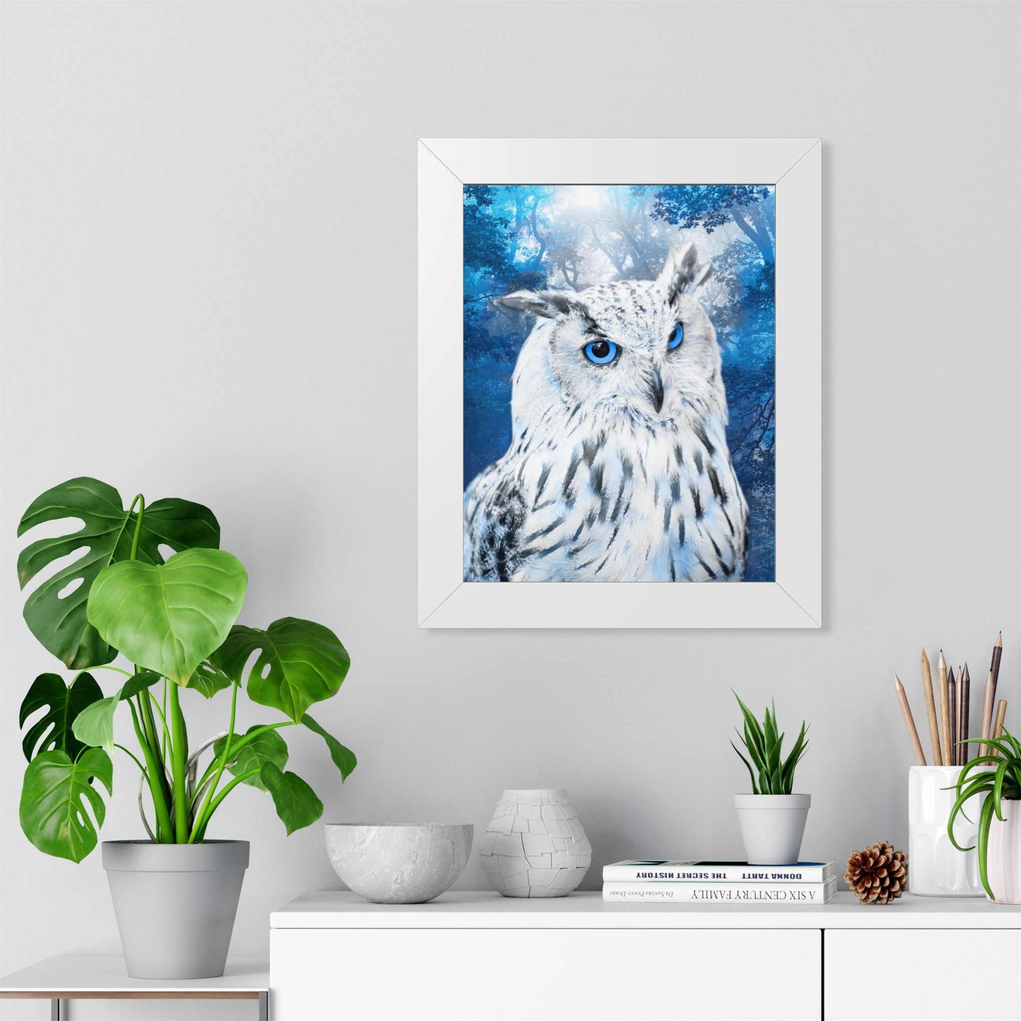 Frost Owl Poster - Ethereal Winter Woodland Art Print