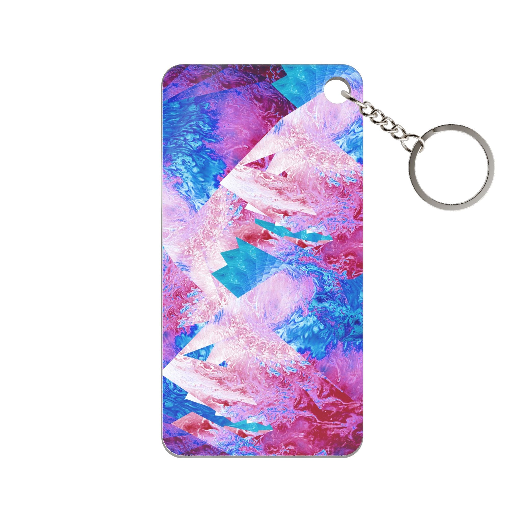 Trippy Pink and Blue Fractal Acrylic Charm Keychain