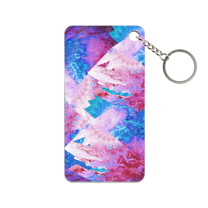 Trippy Pink and Blue Fractal Acrylic Charm Keychain
