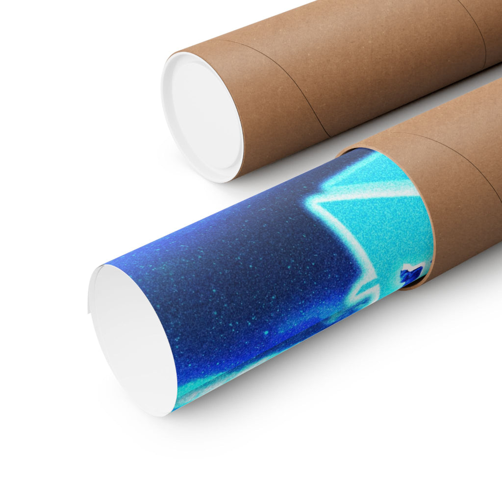 Blue Fox in Space Poster - Celestial Animal Art Print