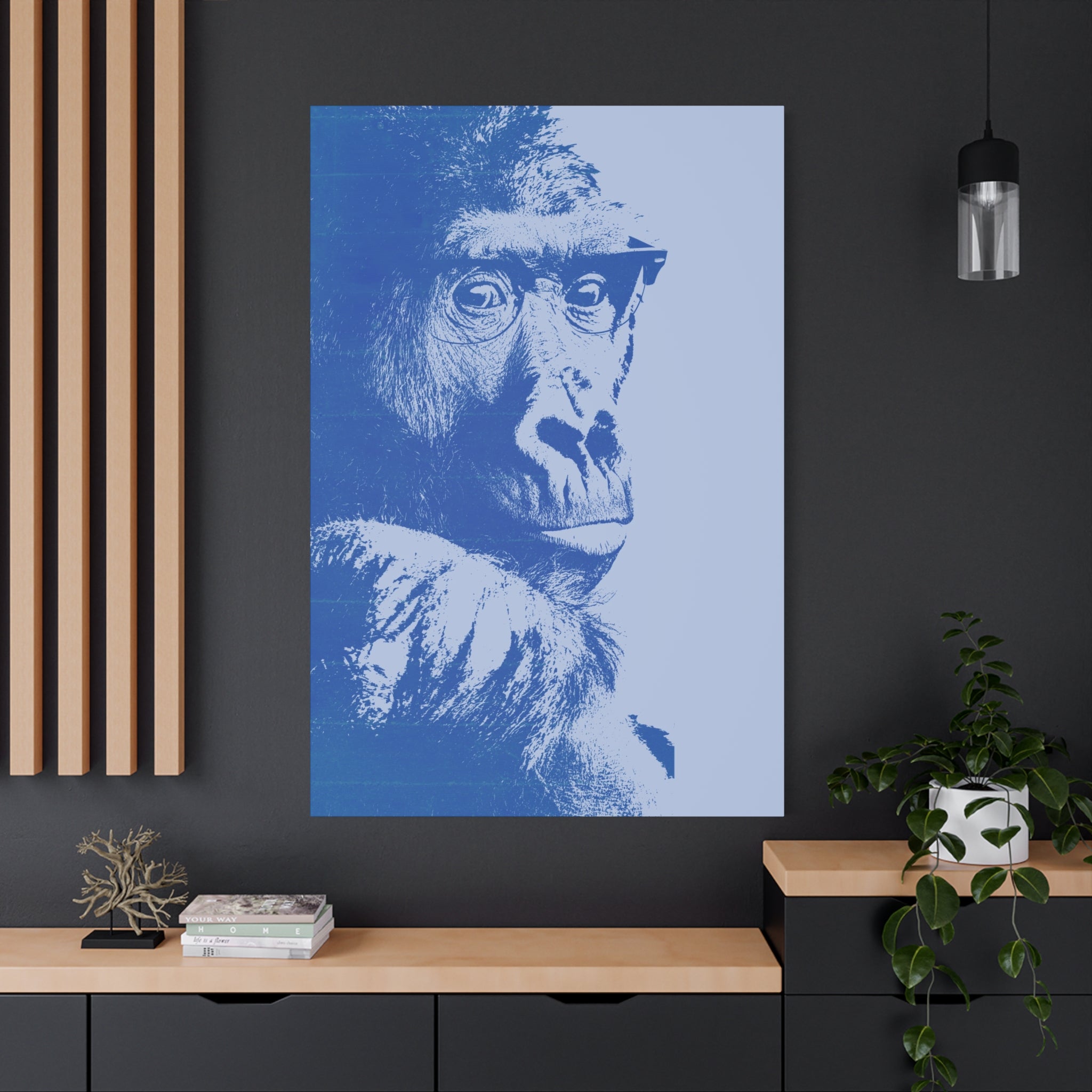 Educated Gorilla Canvas Wall Art - Abstract Modern Primate Decor