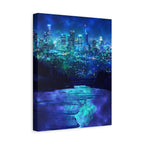 Cosmic Frosted City Canvas Wall Art - Winter Cityscape Decor