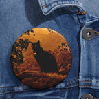 Spooky Cat in Tree Halloween Art Button