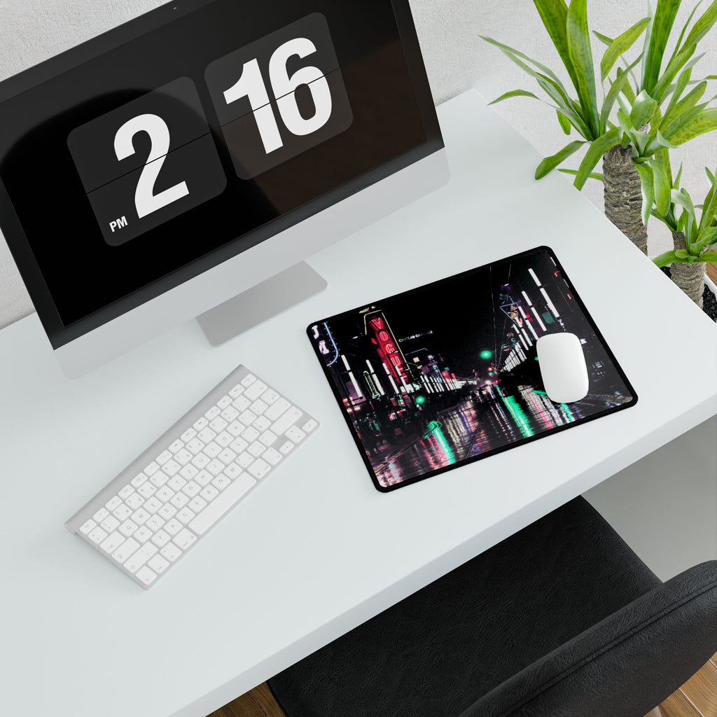 Cyberpunk Slick Street Mouse Pad - Neon Alley Desk Mat