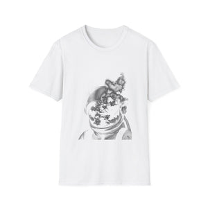 Astronaut in Clouds Retro Stamp Tee - Space Graphic Shirt