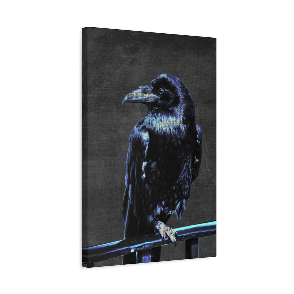 Blue Crow Canvas Wall Art - Surreal Raven Bird Decor