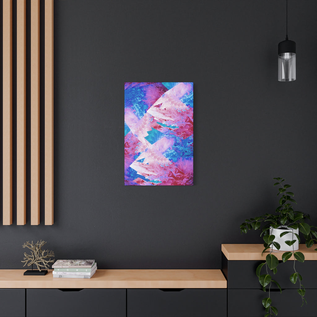 Trippy Pink and Blue Fractal Canvas Art | Surreal Abstract Sacred Geometry Wall Decor