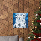 Frost Owl Poster Print - Winter Woodland Bird Art