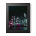 Cyberpunk Harbor Buildings Poster - Neon Cityscape Art Print