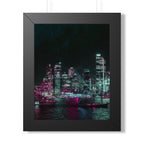 Cyberpunk Harbor Buildings Poster - Neon Cityscape Art Print