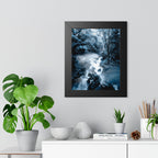 Frozen Forest Framed Poster - Blue Winter Nature Wall Art