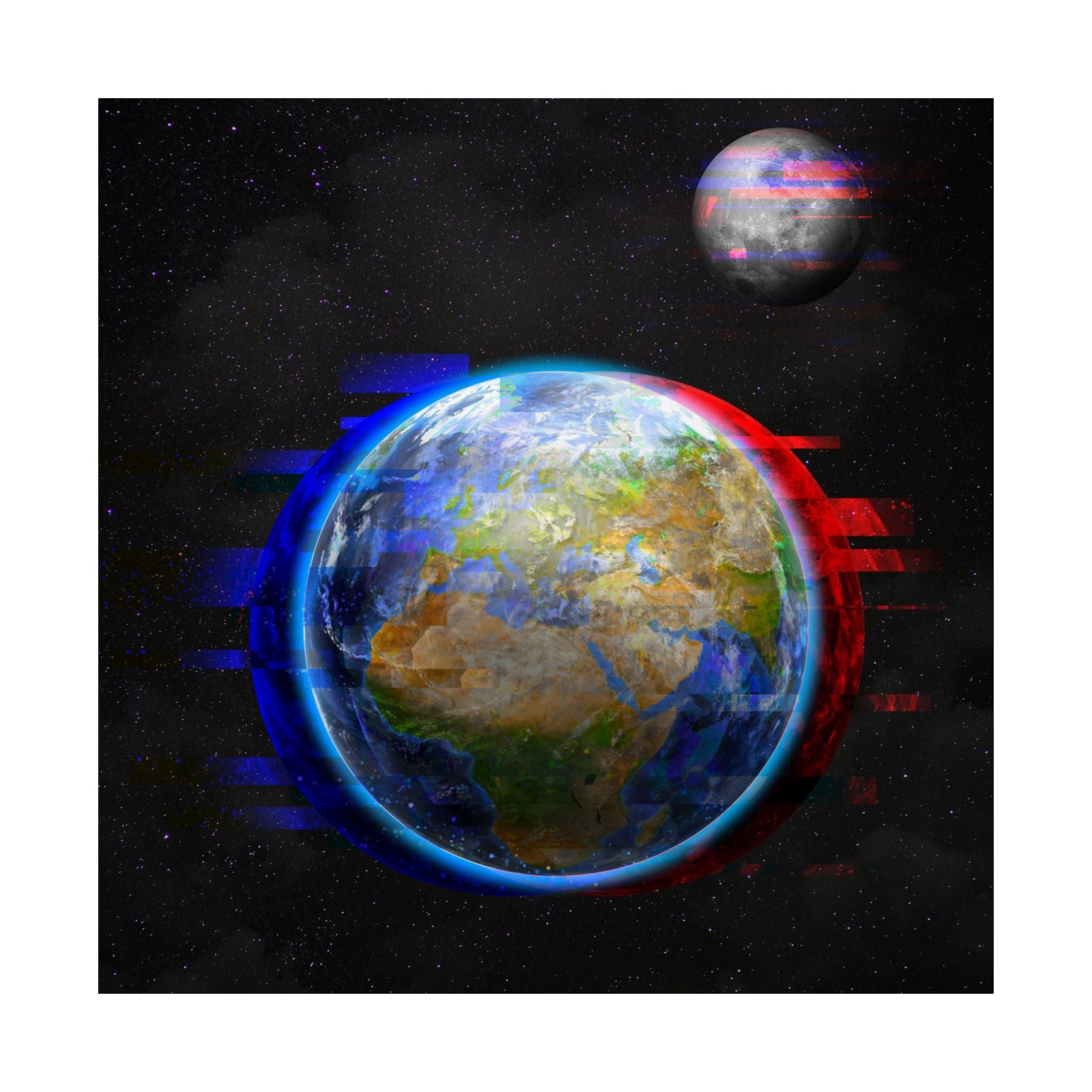 Earth Glitched Poster - Digital Glitch Space Art Print