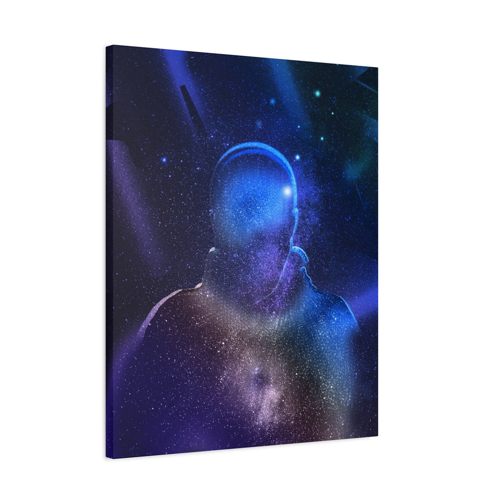 Figure in Space Canvas Wall Art - Cosmic Silhouette Decor
