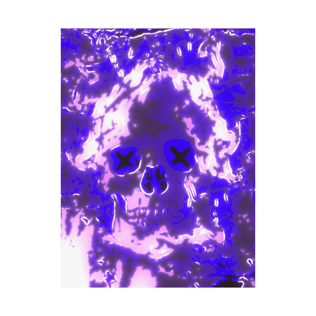 Vaporwaave Neon Skull Matte Poster Print