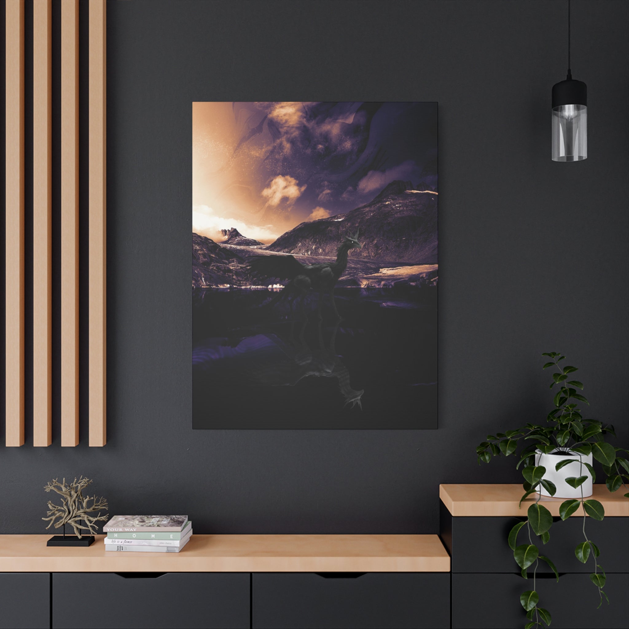 Baby Winged Dragon Canvas Wall Art - Fantasy Creature Decor