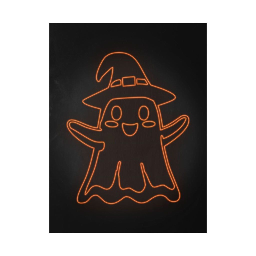 Cute Ghost Halloween Poster Print - Friendly Spooky Art