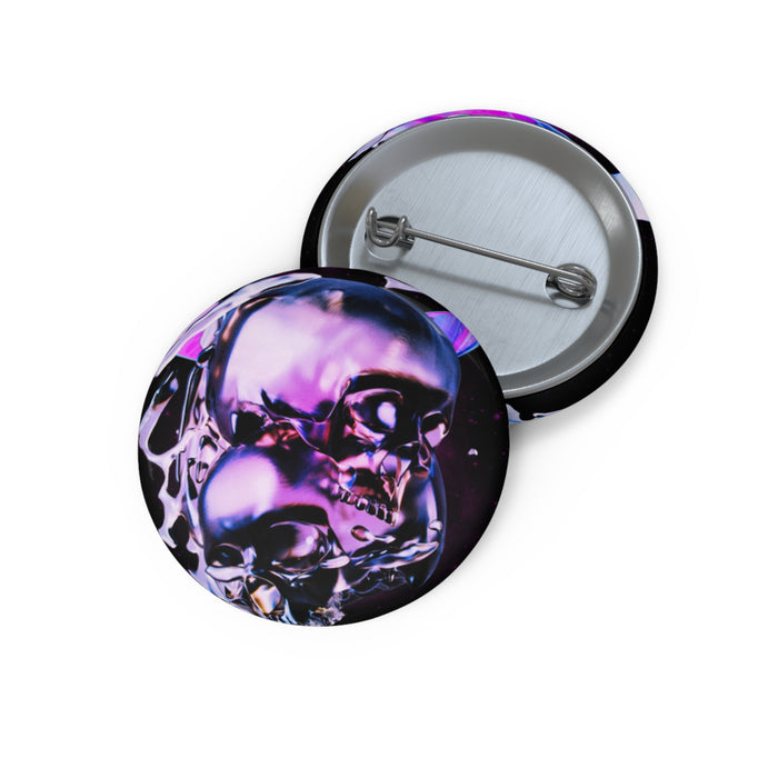 Melted Skeleton Skulls Pin - Cosmic Skull Art Button