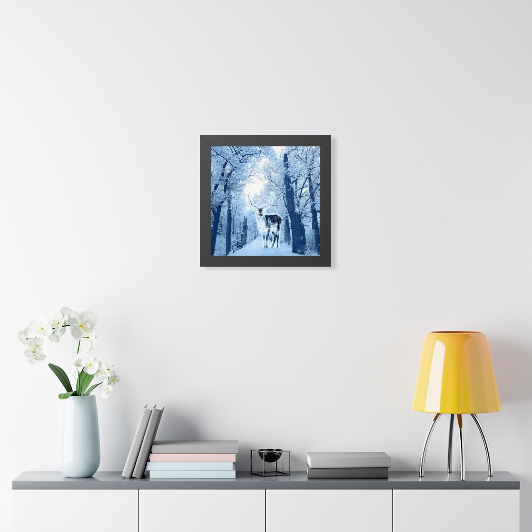 Cosmic Winter Deer Poster - Ethereal Snow Forest Art Print