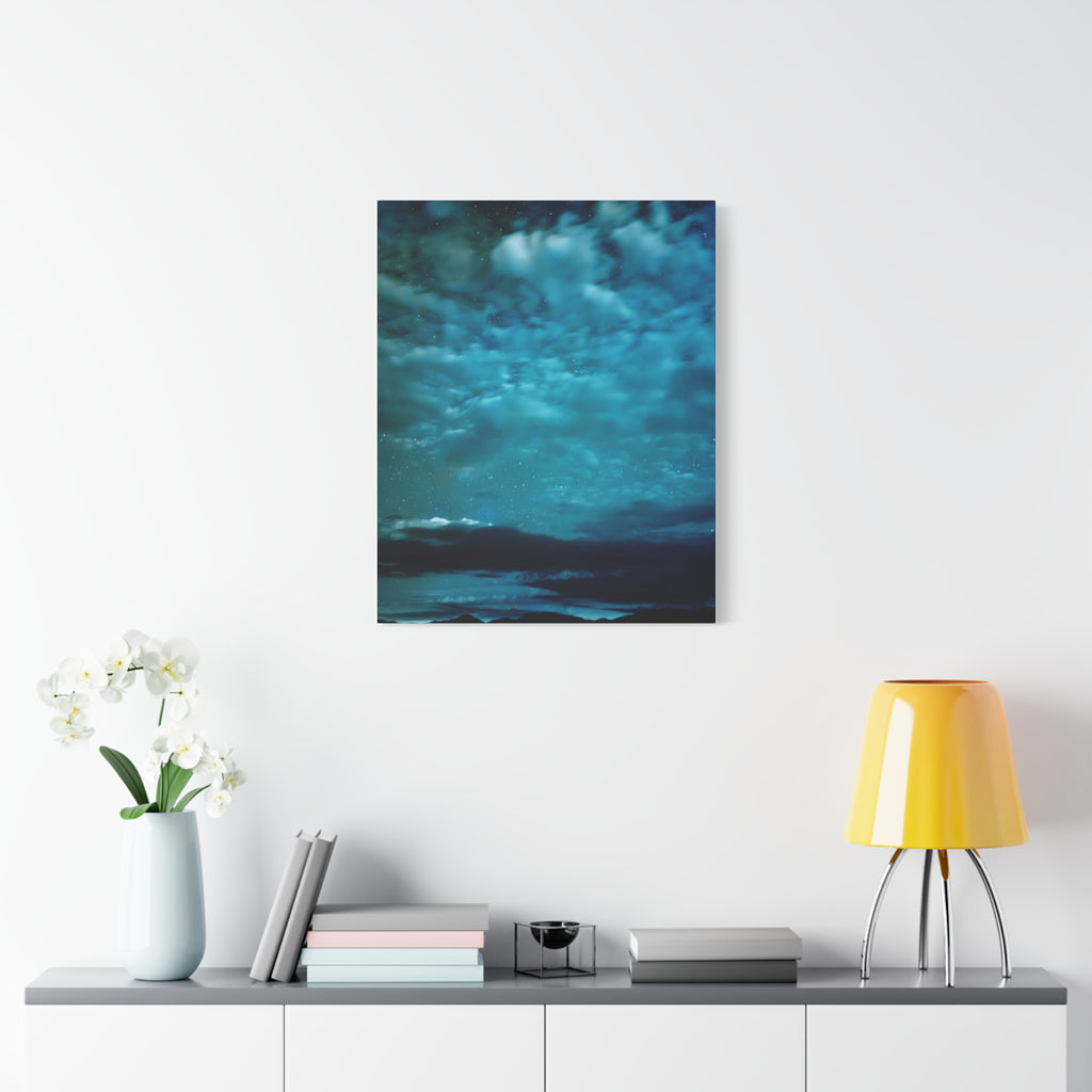 Serene Blue Sunrise Canvas Wall Art - Peaceful Misty Lake Decor
