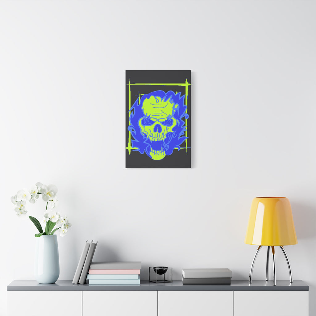 Skull of Mental Fire Canvas Wall Art - Psychedelic Gothic Decor