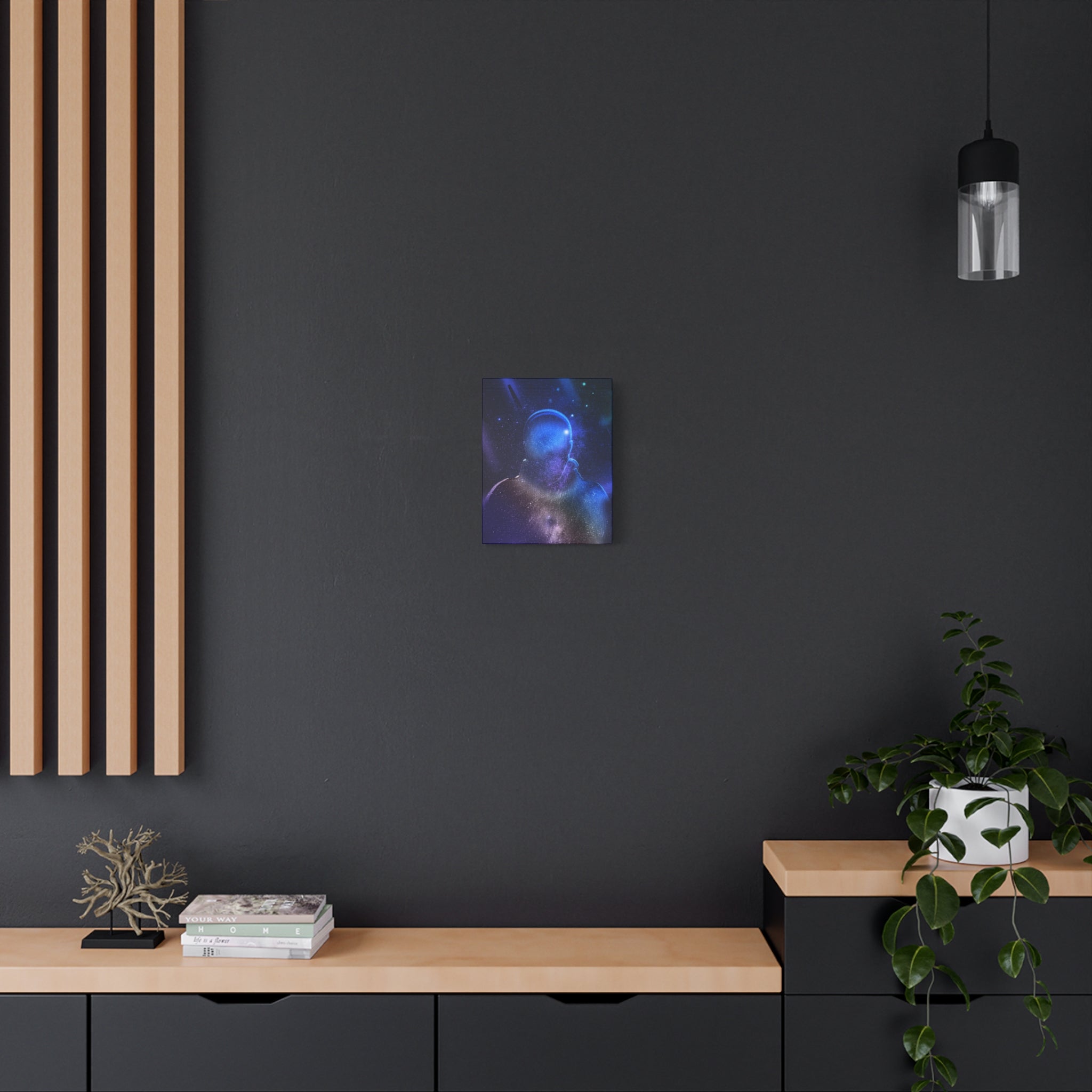 Figure in Space Canvas Wall Art - Cosmic Silhouette Decor