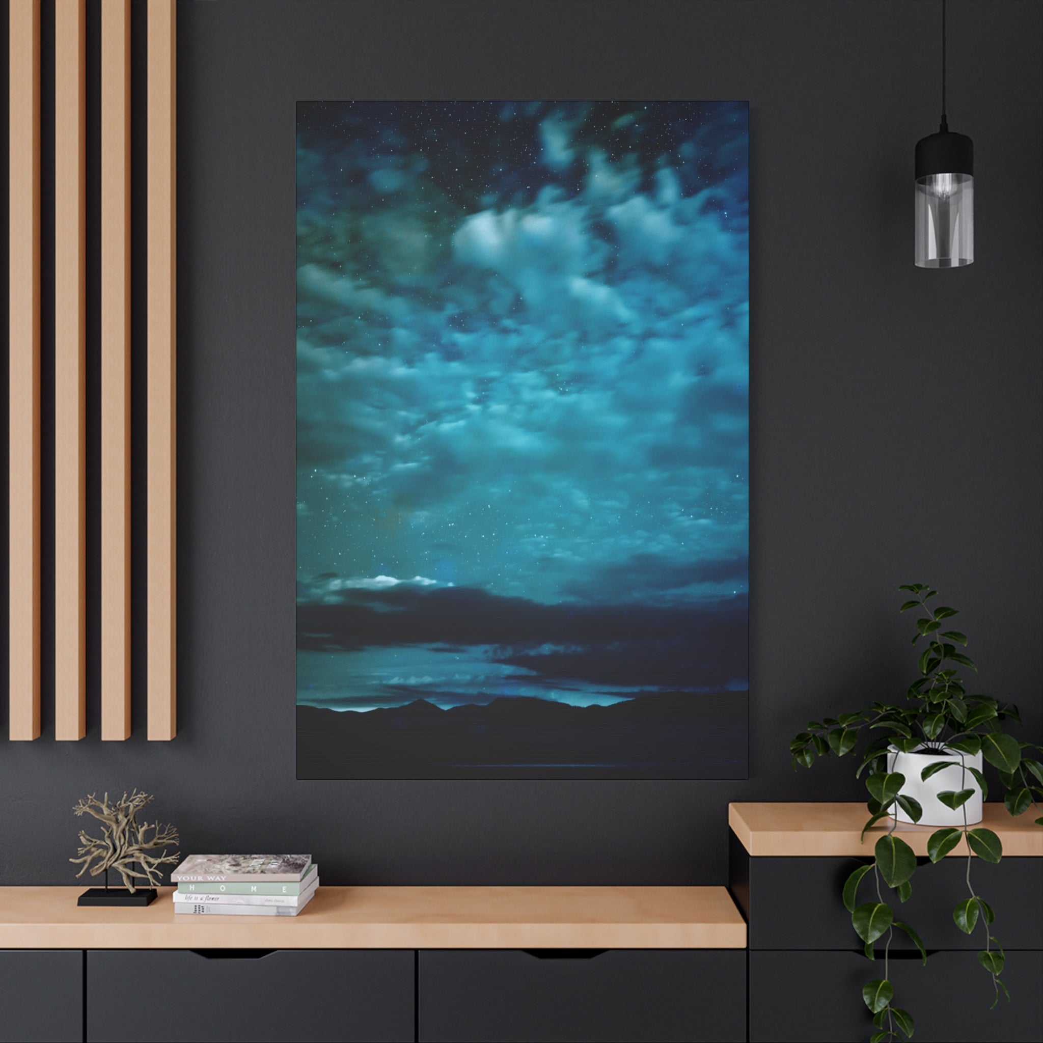 Serene Blue Sunrise Canvas Wall Art - Peaceful Misty Lake Decor