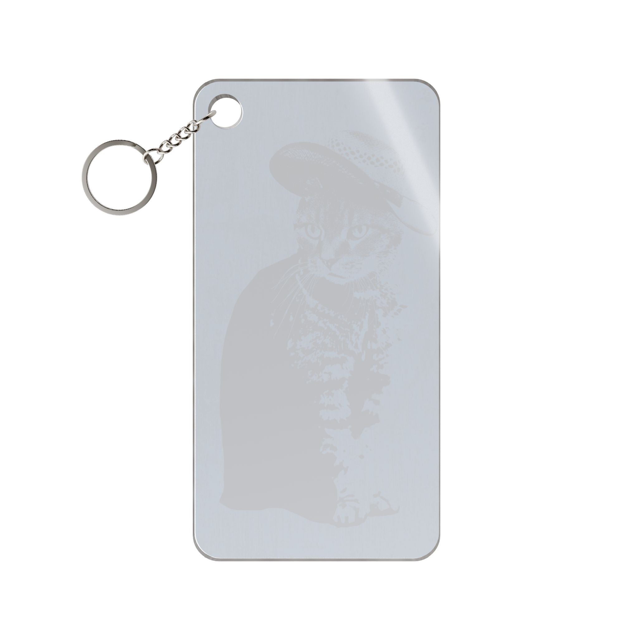 Grey Tabby Cat Keychain - Cute Pet Acrylic Charm