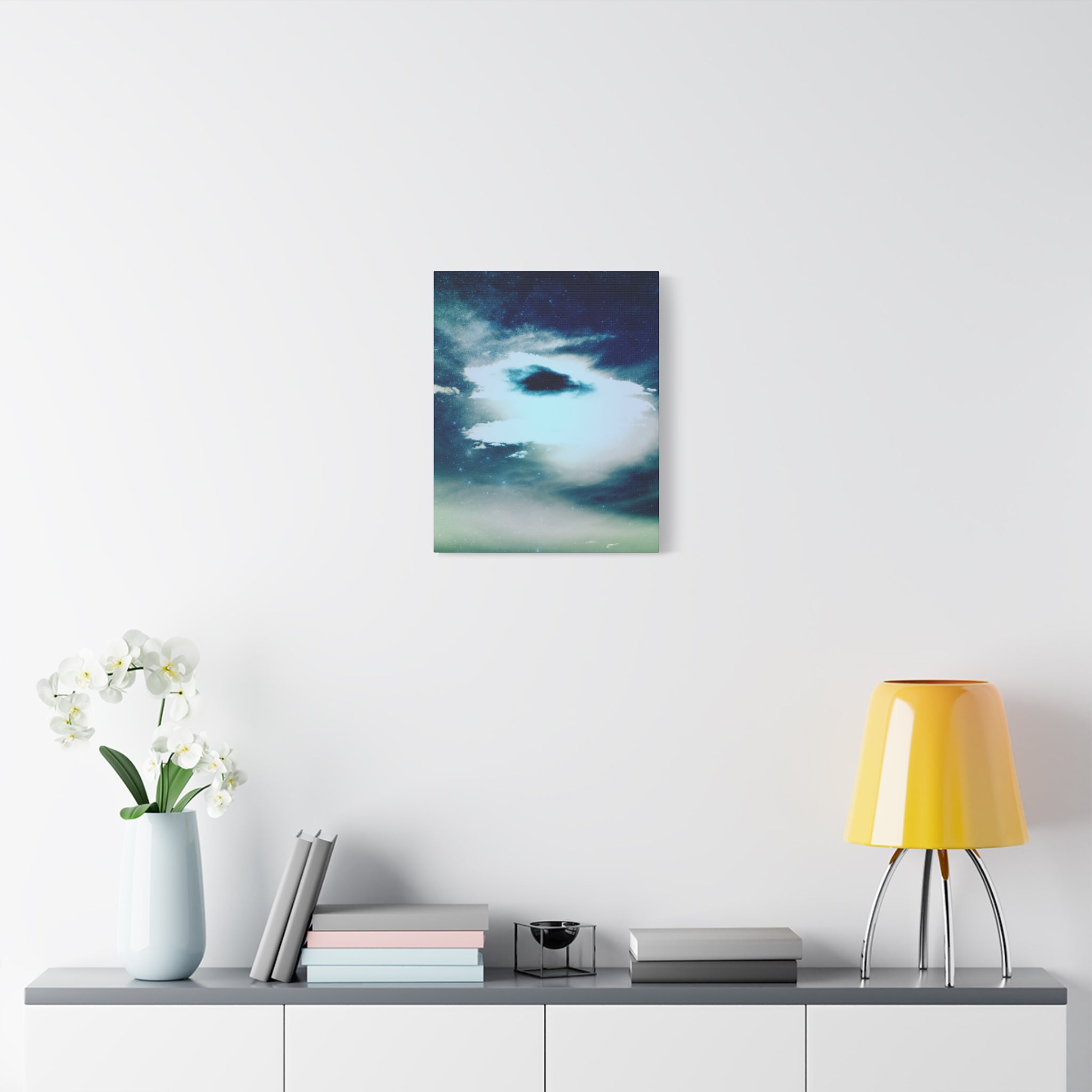 Sunset Space Mountains Canvas Art | Retro Vaporwave Galactic Landscape Wall Decor