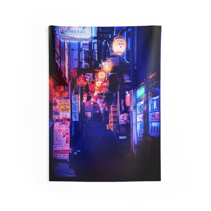 Japanese City Punk FX Tapestry - Neon Alley Wall Hanging