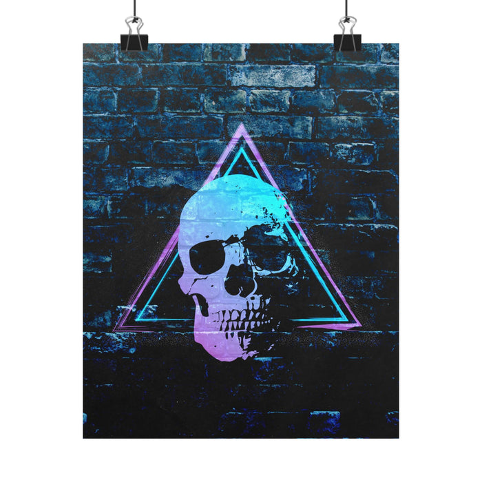 Bold Skull Poster - Blue Purple Geometric Skull Art Print