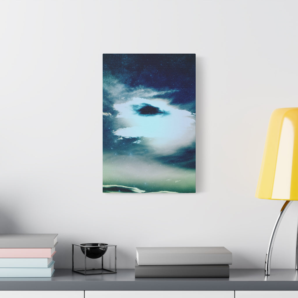 Sunset Space Mountains Canvas Art | Retro Vaporwave Galactic Landscape Wall Decor
