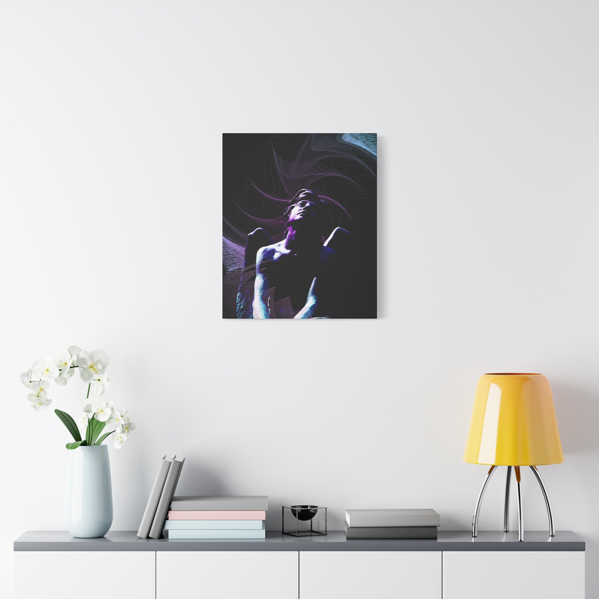 Skybound Canvas Wall Art - Surreal Angel Figure in the Clouds