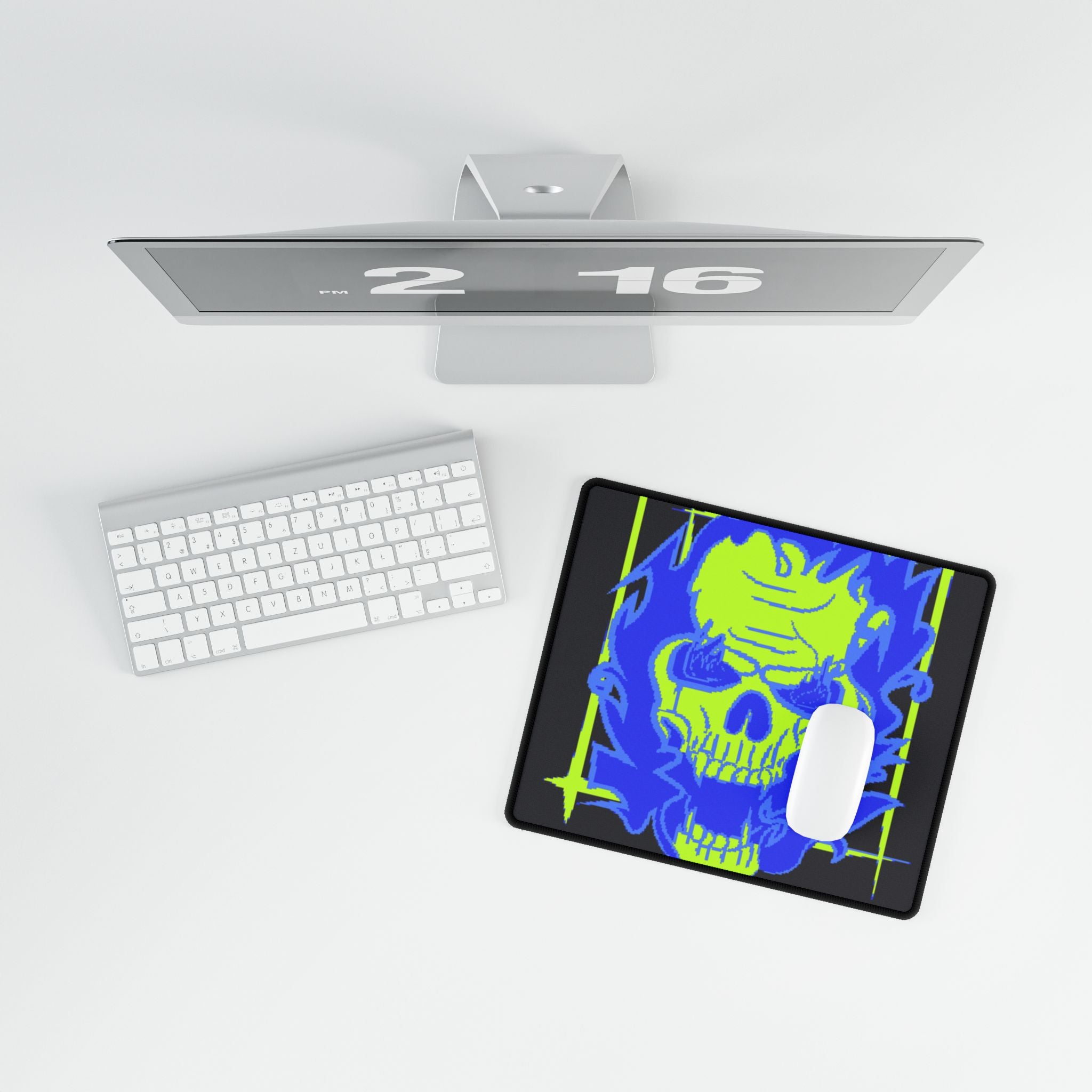 Skull of Mental Fire Desk Mat - Psychedelic Flaming Skull Mouse Pad