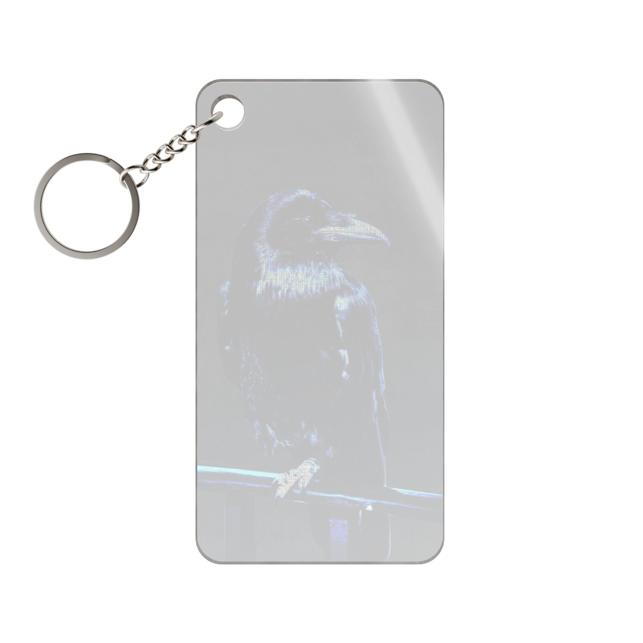 Blue Crow Keychain - Surreal Raven Acrylic Charm