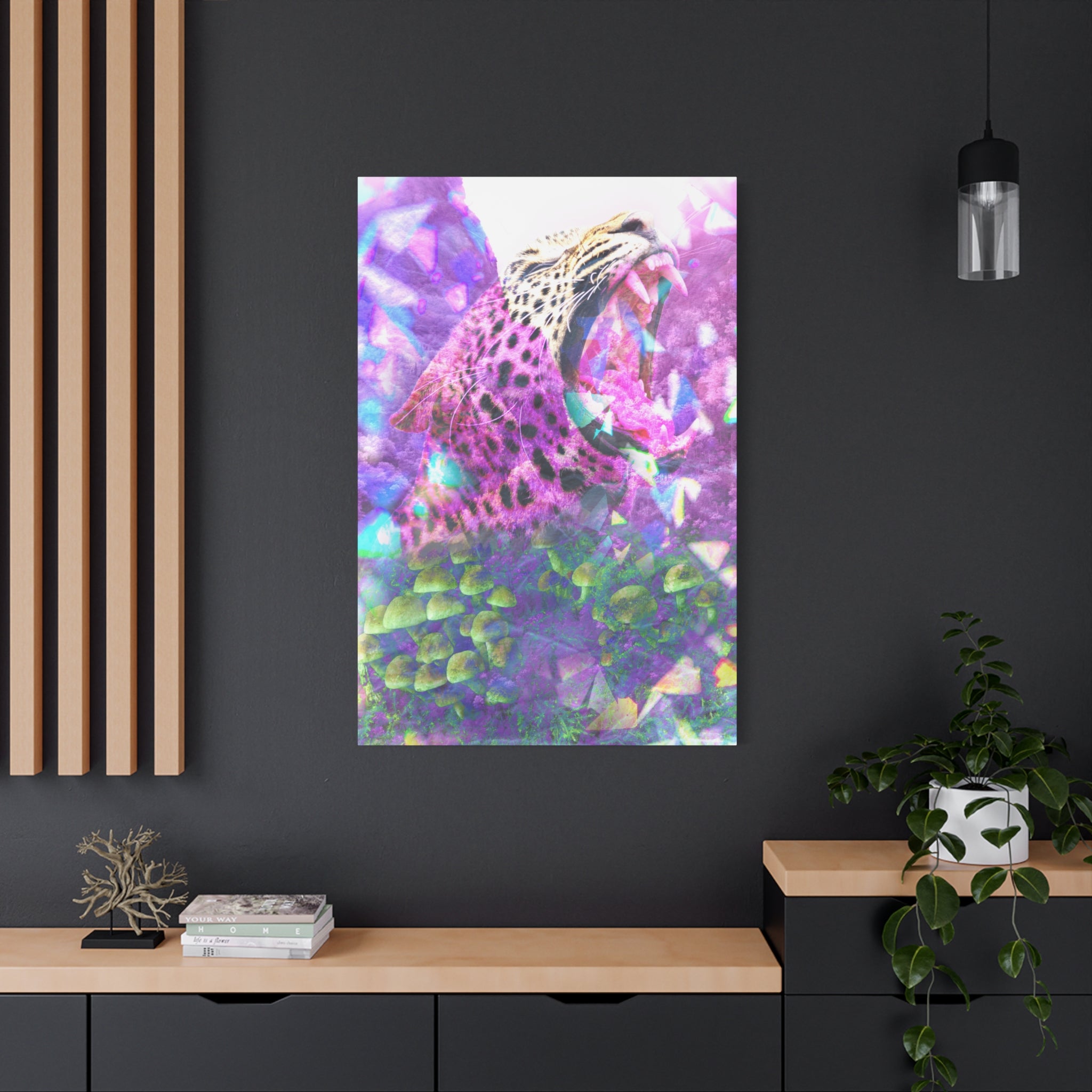 Vibrant Roaring Leopard Matte Canvas Wall Art