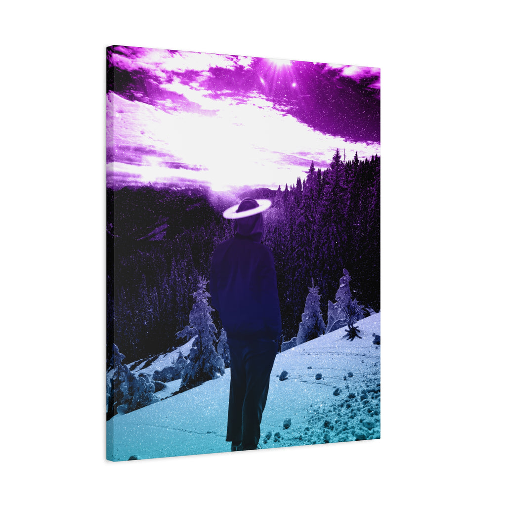 Winter Aurora Light Snowy Forest Canvas Art | Northern Lights Arctic Landscape Wall Decor