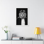 Lion in a Suit Framed Poster - Majestic Business Animal Wall Art