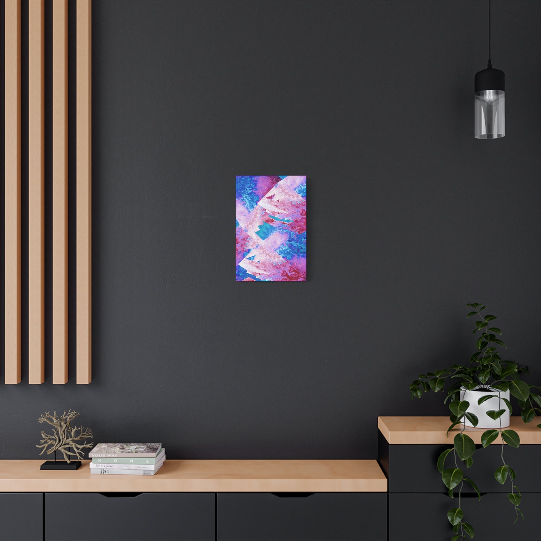 Trippy Pink and Blue Fractal Canvas Art | Surreal Abstract Sacred Geometry Wall Decor