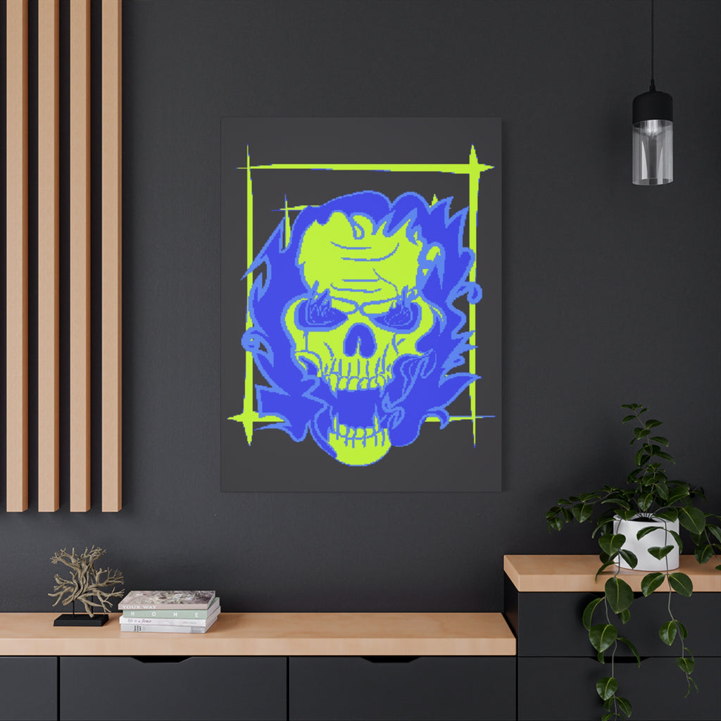 Skull of Mental Fire Canvas Wall Art - Psychedelic Gothic Decor
