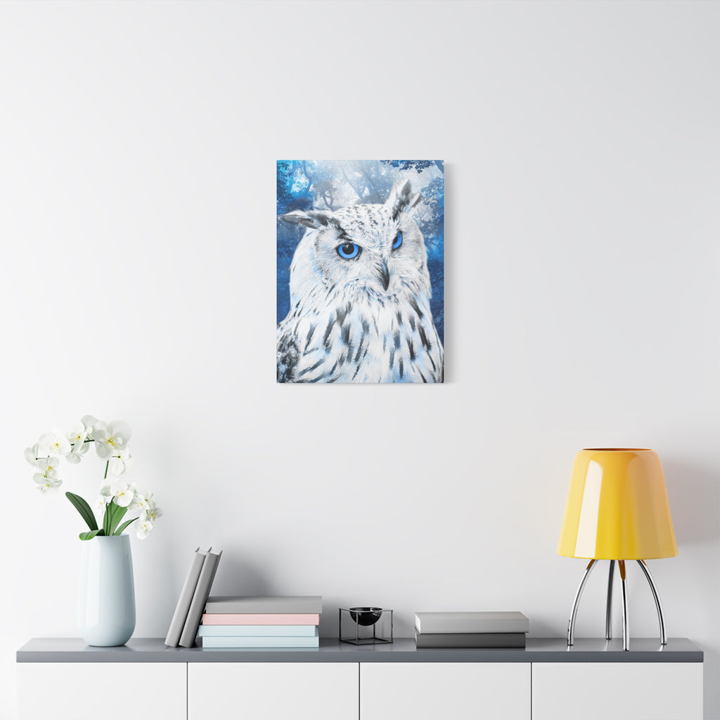 Frost Owl Canvas Wall Art - Winter Animal Fantasy Nature Decor