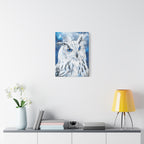 Frost Owl Canvas Wall Art - Winter Animal Fantasy Nature Decor