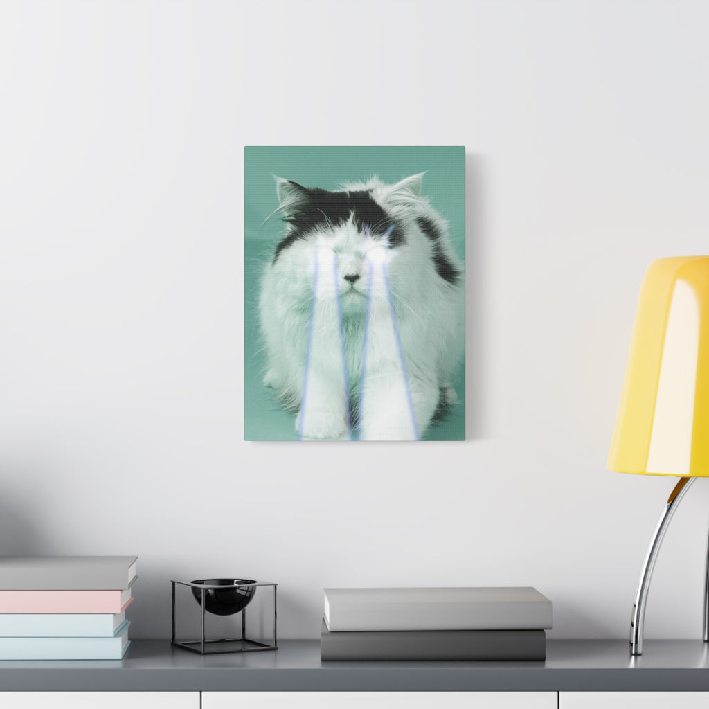 Laser Cat Canvas Wall Art - Funny Sci-Fi Space Feline Decor