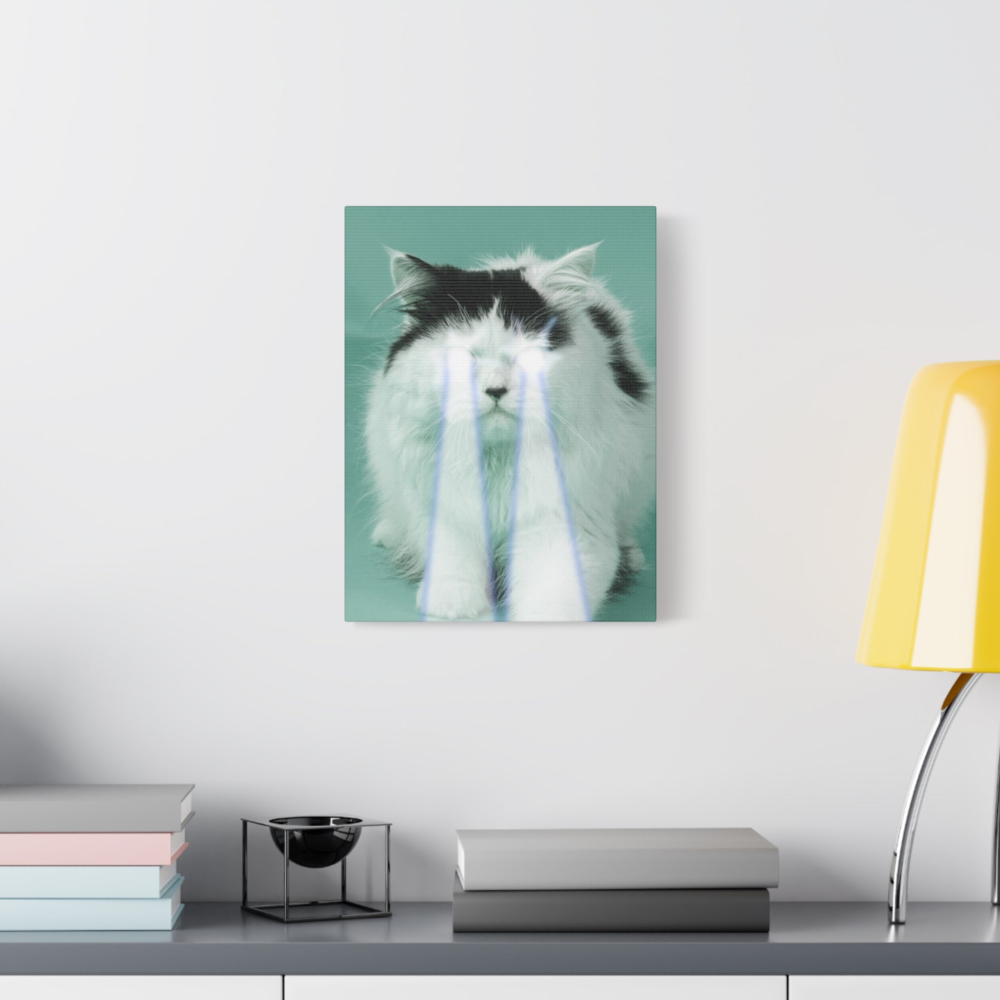 Laser Cat Canvas Wall Art - Funny Sci-Fi Space Feline Decor