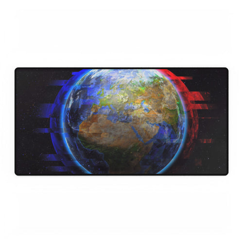 Earth Glitched Mouse Pad - Geometric Glitch Desk Mat