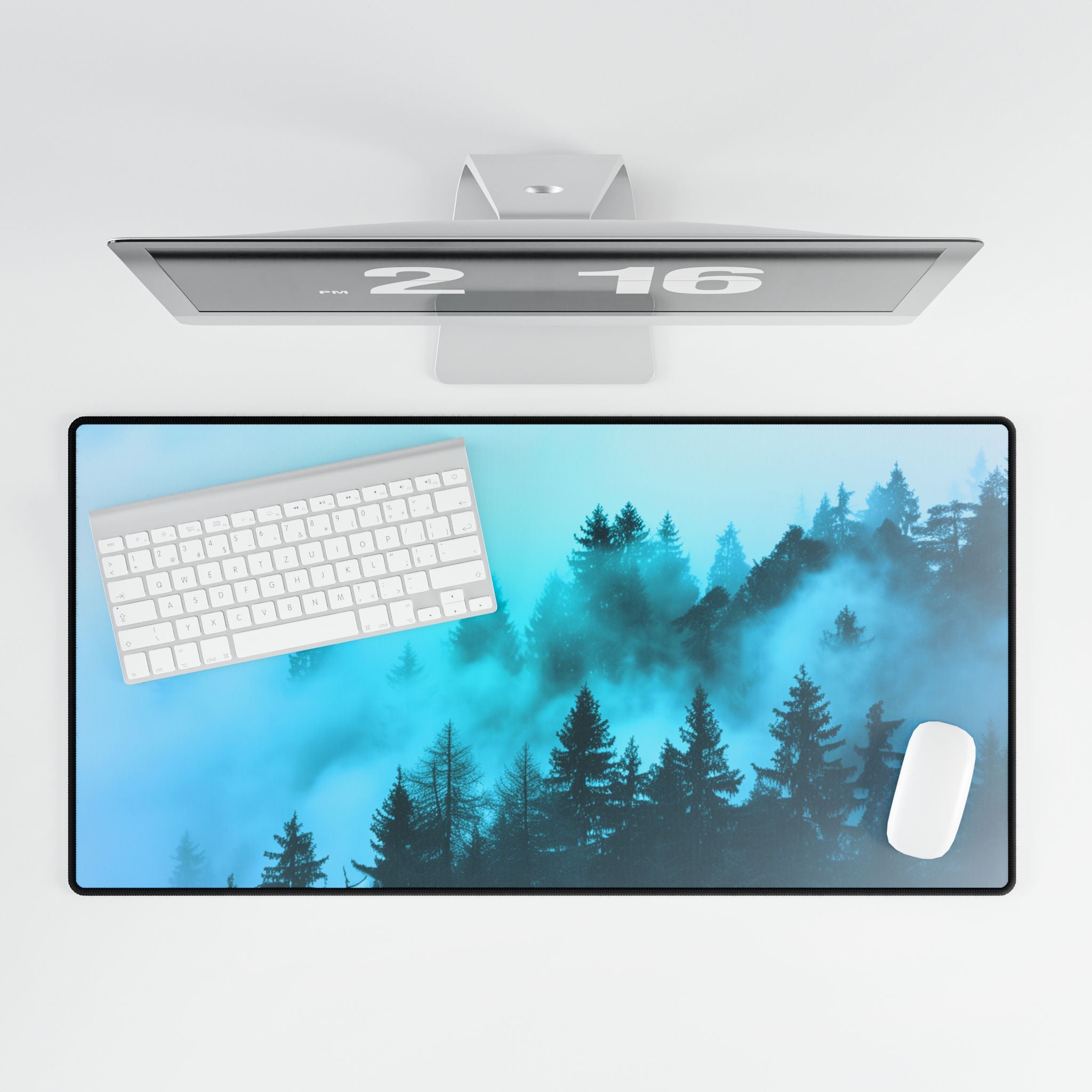 Blue Mountain Fog Mouse Pad - Misty Landscape Desk Mat